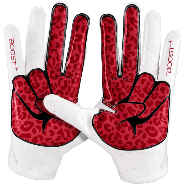 Grip Boost Peace Stealth 6.0 Boost Plus Football Gloves White Red Youth Sizes