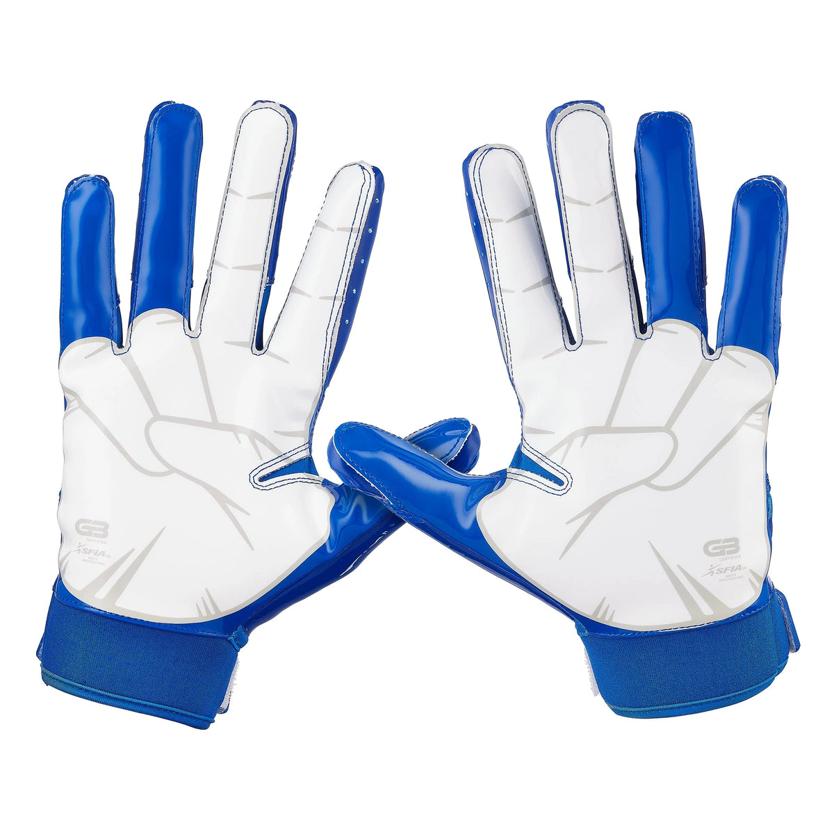 Blue youth football online gloves
