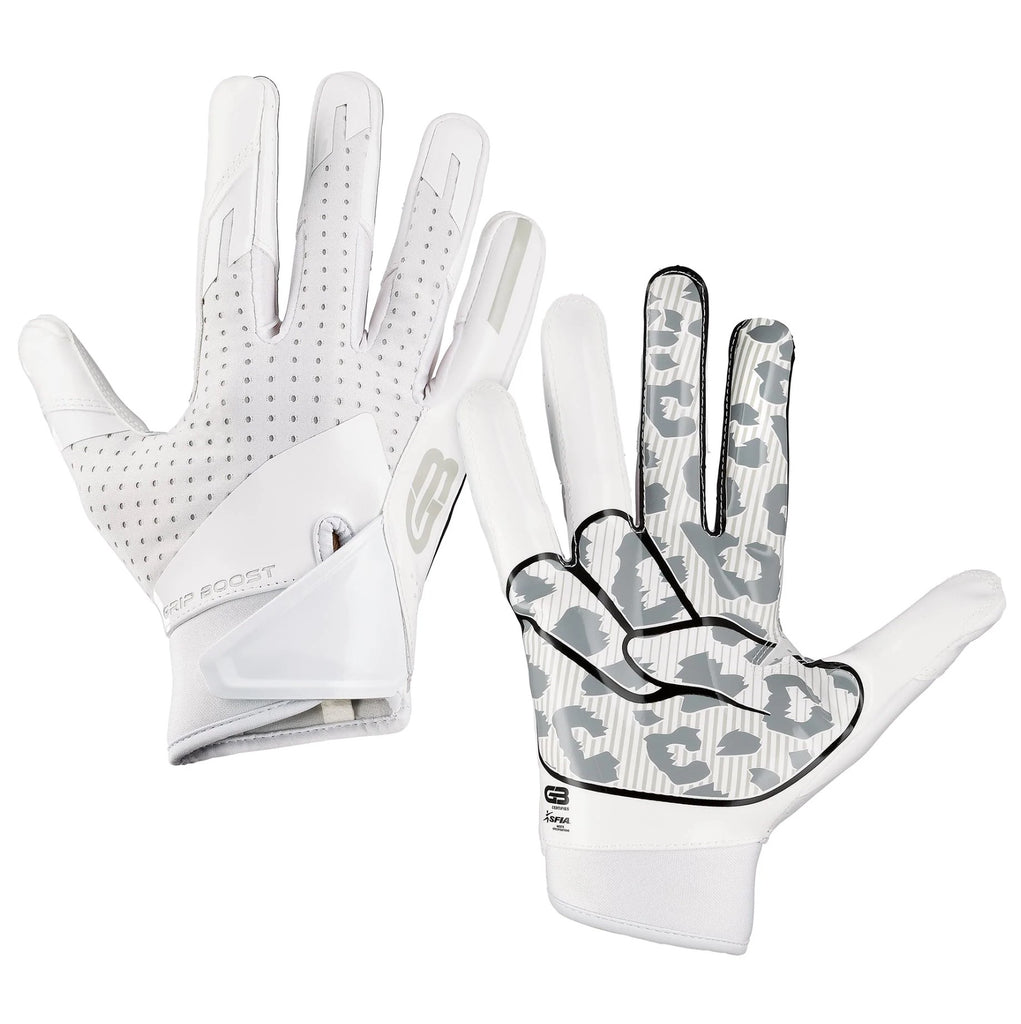 5.0 Grip Boost Cheetah Print Peace Football Gloves - Adult Sizes