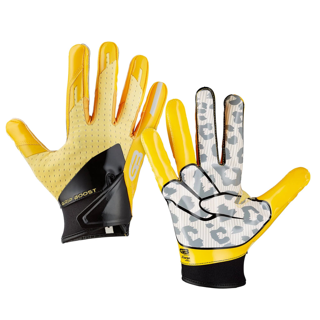 5.0 Grip Boost Yellow Peace Print Football Gloves - Adult Sizes