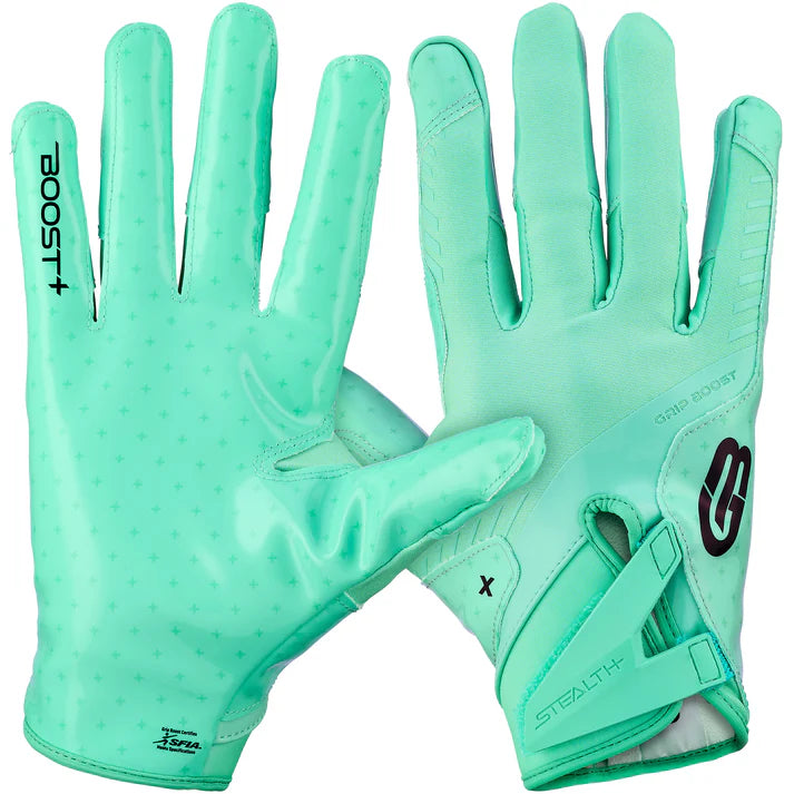 Grip Boost Stealth 6.0 Boost Plus Football Gloves - Solid Mint - Adult Sizes