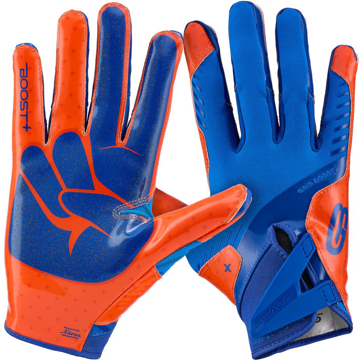 Grip Boost Peace Stealth 6.0 Boost Plus Football Gloves - Orange/Blue - Adult Sizes