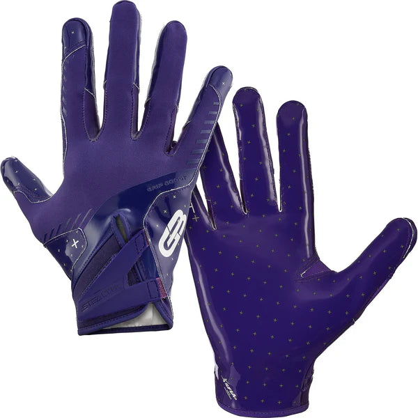 Purple and black football gloves on sale