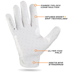 Grip Boost Stealth 6.0 Boost Plus Football Gloves - Solid White