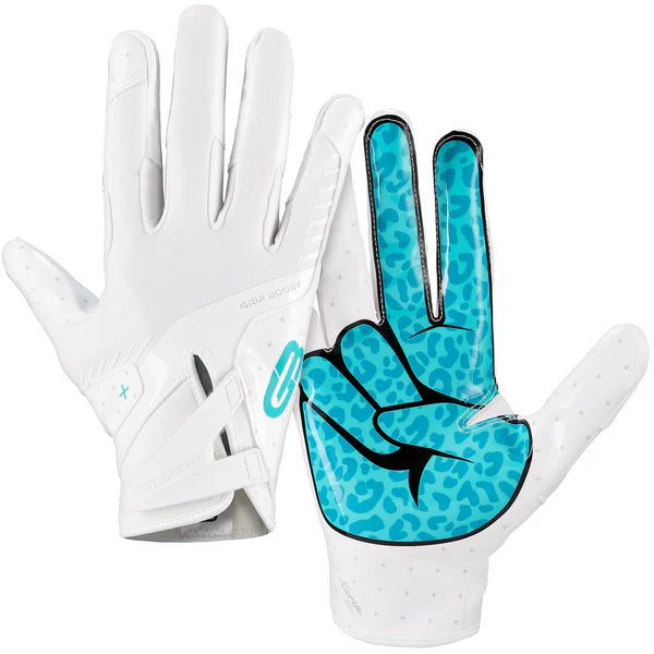 grip boost handschuhe Grip Boost Peace Stealth 6.0 Boost Plus Football Gloves - White/Aqua