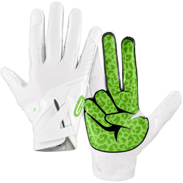 Grip Boost Peace Stealth 6.0 Boost Plus Football Gloves - White/Lime - Youth Sizes