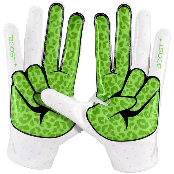 【M】GRIP BOOST STEALTH PRO ライムグリーン ピース Grip Boost Peace Stealth 6.0 Boost Plus Football Gloves - White