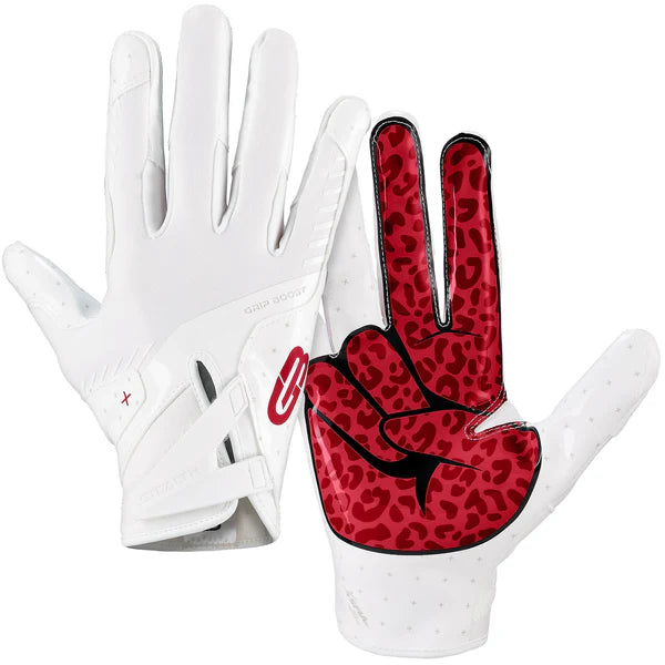 Grip Boost Peace Stealth 6.0 Boost Plus Football Gloves White Red SHRUUMZ