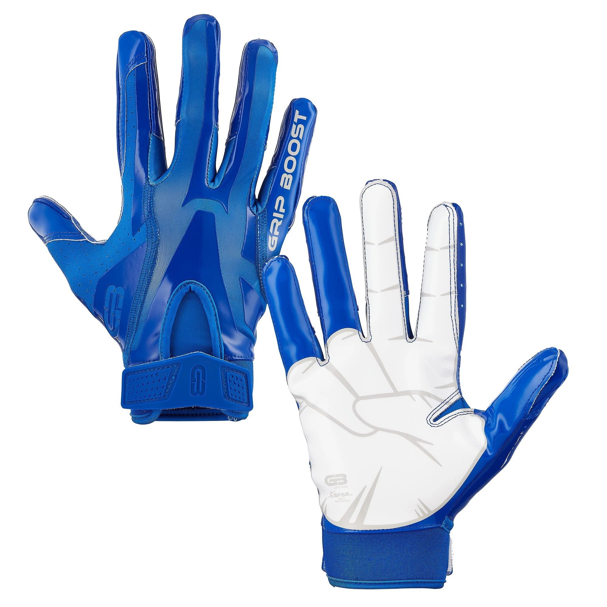 Grip Boost Royal Blue Peace Football Gloves - Adult Sizes