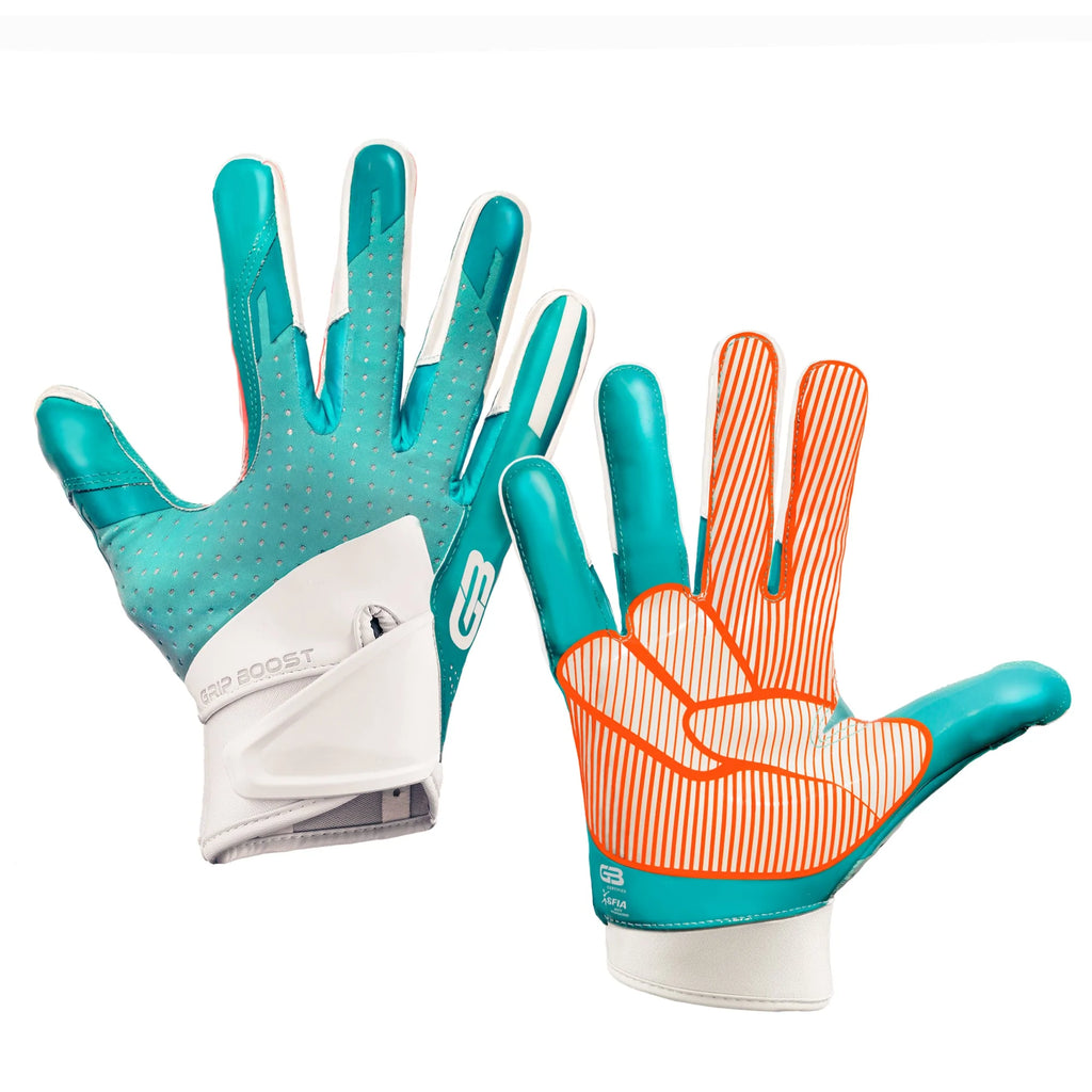 5.0 Grip Boost Aqua Peace Print Football Gloves - Adult Sizes