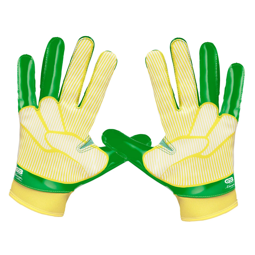 Green and deals yellow football gloves