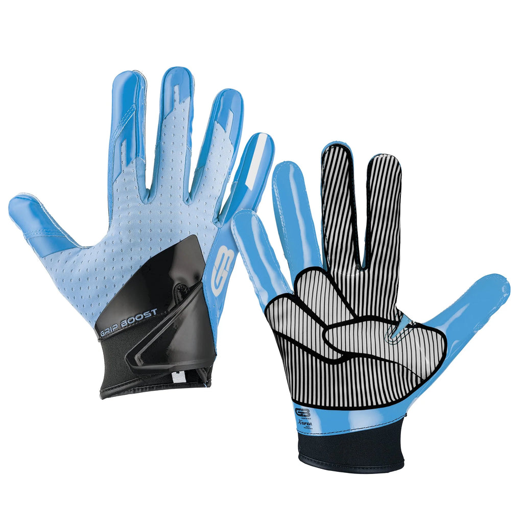 5.0 Grip Boost Light Blue Peace Print Football Gloves - Adult Sizes