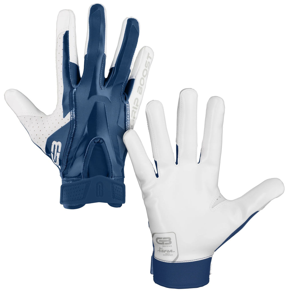 Grip Boost Stealth Navy Blue Dual Color Football Gloves - Adult Sizes