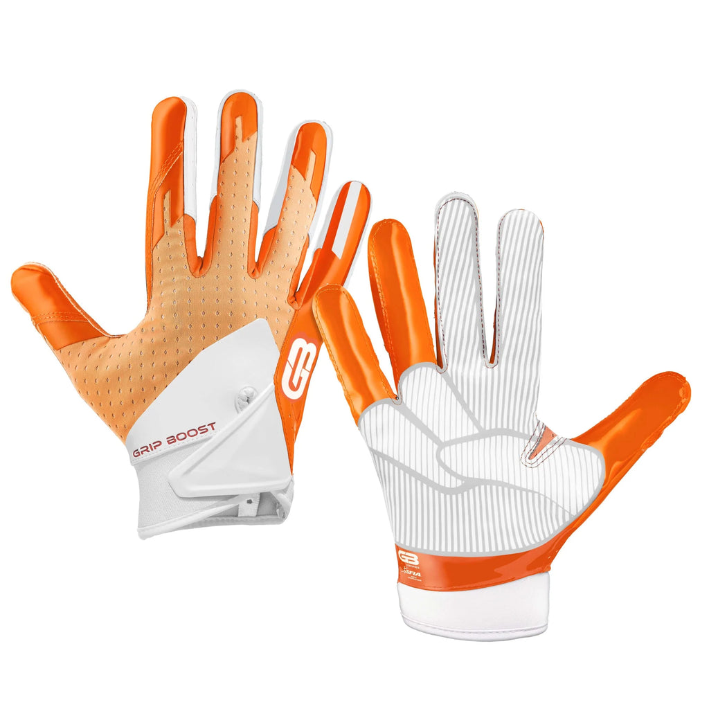 5.0 Grip Boost Orange Print Peace Football Gloves Adult Sizes