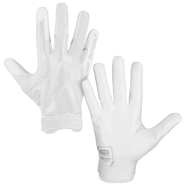 Grip Boost Stealth White Football Gloves - Youth Sizes