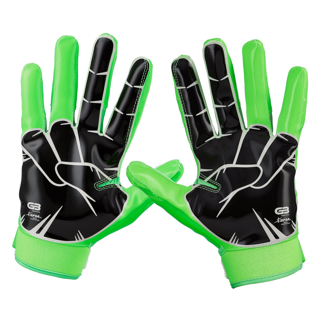 Grip Boost Lime Green Peace Football Gloves Youth Sizes SHRUUMZ